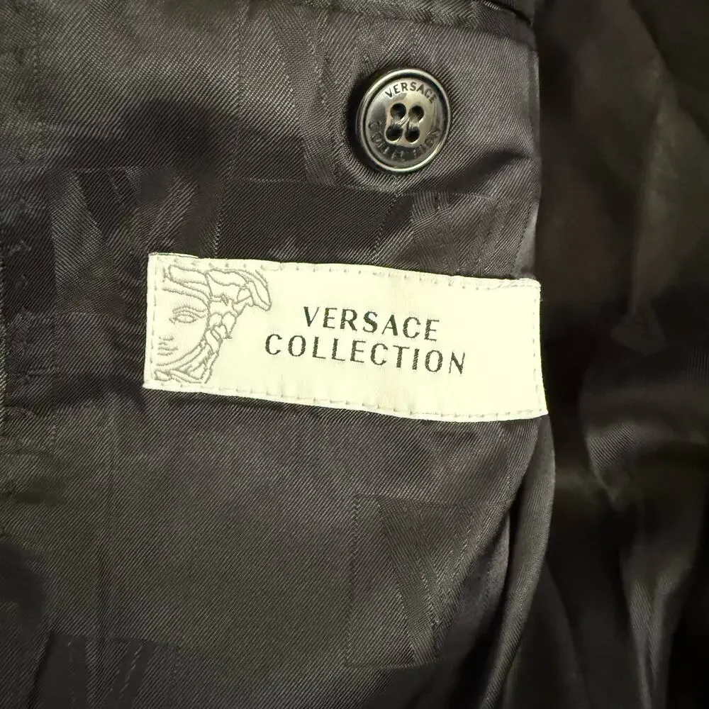 Versace Collection Sport Coat Blazer 100% Wool Dark Gray Light Pinstripe Size 50
